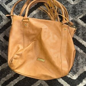 Steve Madden Tan Leather Tote Bag with Tassel
